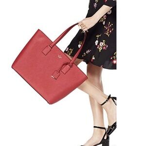 Kate Spade XL Tote Bag Purse Red Saffiano Harmony Holiday Christmas City Lg Bag*